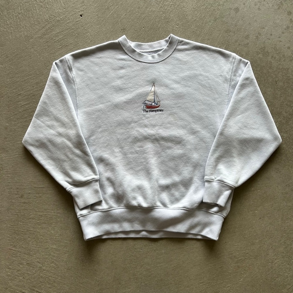 Abercrombie & Fitch Hamptons Sweatshirt Size Small Blue Sailboat Map Crewneck